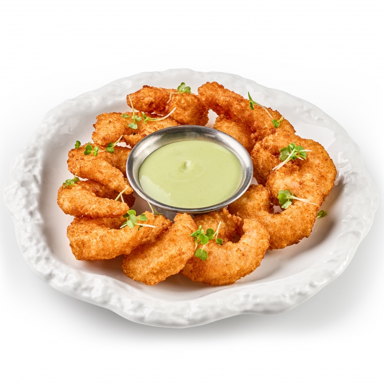 Креветки в темпуре с соусом васаби